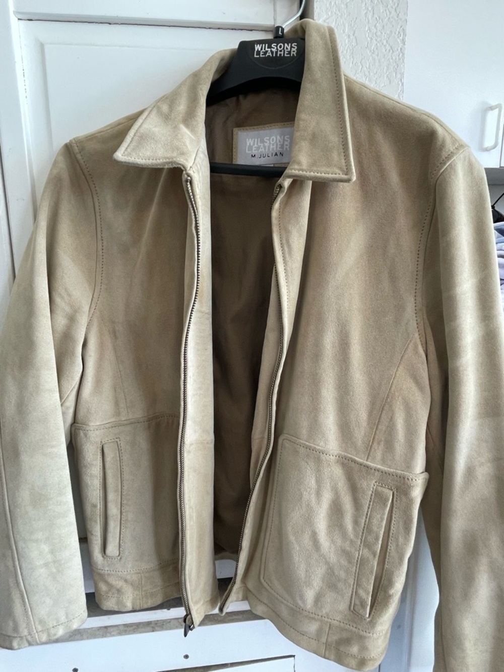 Wilsons Leather Men’s Suede Jacket in Beige/Tan